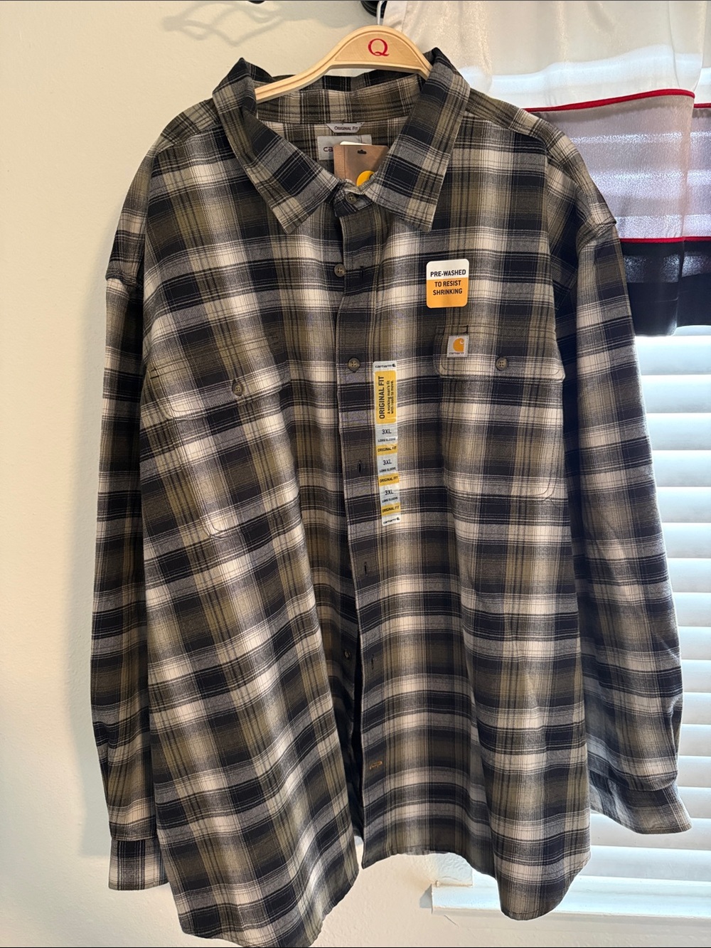 Carhartt Olive, Black & White Plaid Work Shirt Jacket